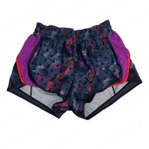Lululemon Super Squad Shorts Purple Pink Print Running Active Athletic Size 4